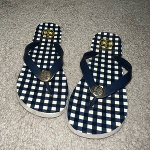 Tory Burch Plaid Flip Flops, Size 8